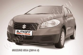 6 999 р. защита переднего бампера Slitkoff  Suzuki SX4  JYB, JYA (2013-2016) хэтчбэк дорестайлинг (Цвет: серебристый)  с доставкой в г. Набережные‑Челны. Увеличить фотографию 1