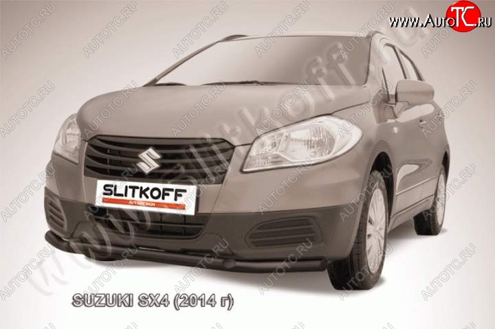 10 499 р. Защита переднего бампер Slitkoff Suzuki SX4 JYB, JYA хэтчбэк дорестайлинг (2013-2016) (Цвет: серебристый)  с доставкой в г. Набережные‑Челны