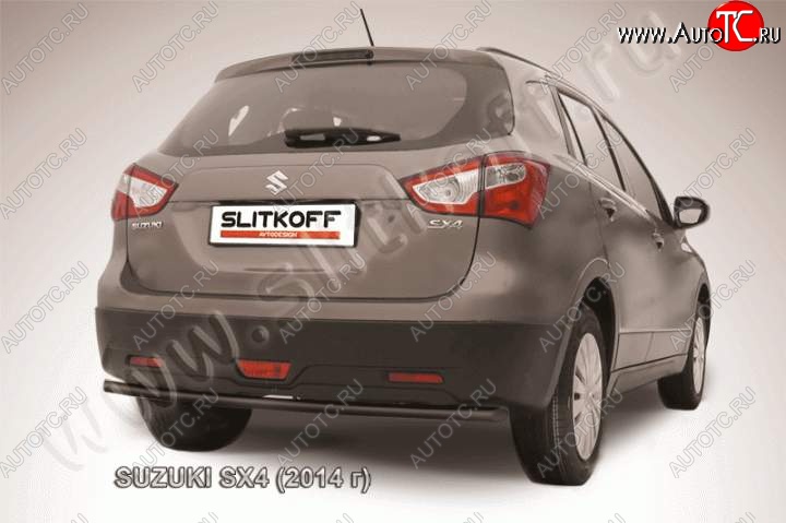 4 799 р. Защита задняя Slitkoff  Suzuki SX4  JYB, JYA (2013-2016) хэтчбэк дорестайлинг (Цвет: серебристый)  с доставкой в г. Набережные‑Челны