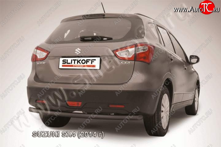 8 449 р. Защита задняя Slitkoff  Suzuki SX4  JYB, JYA (2013-2016) хэтчбэк дорестайлинг (Цвет: серебристый)  с доставкой в г. Набережные‑Челны