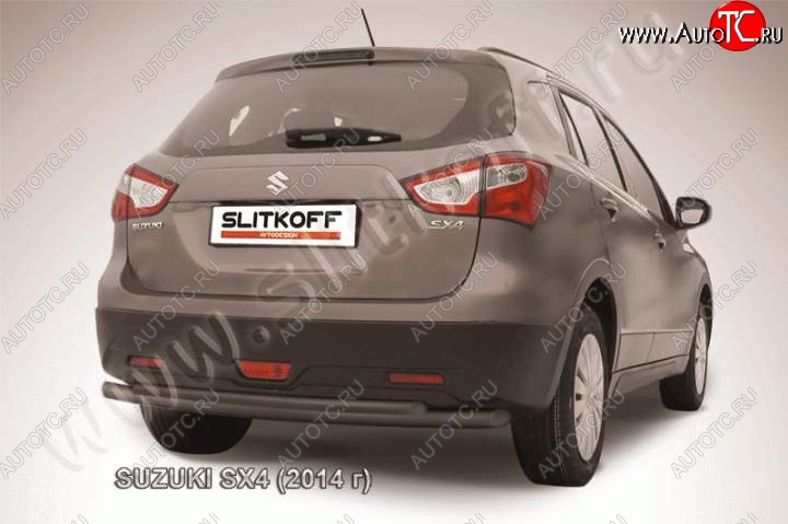 6 999 р. Защита задняя Slitkoff  Suzuki SX4  JYB, JYA (2013-2016) хэтчбэк дорестайлинг (Цвет: серебристый)  с доставкой в г. Набережные‑Челны