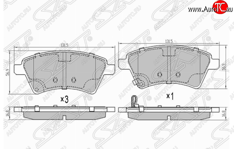 1 549 р. Комплект передних тормозных колодок SAT  Suzuki SX4  GYC21S (2006-2012) дорестайлинг седан  с доставкой в г. Набережные‑Челны