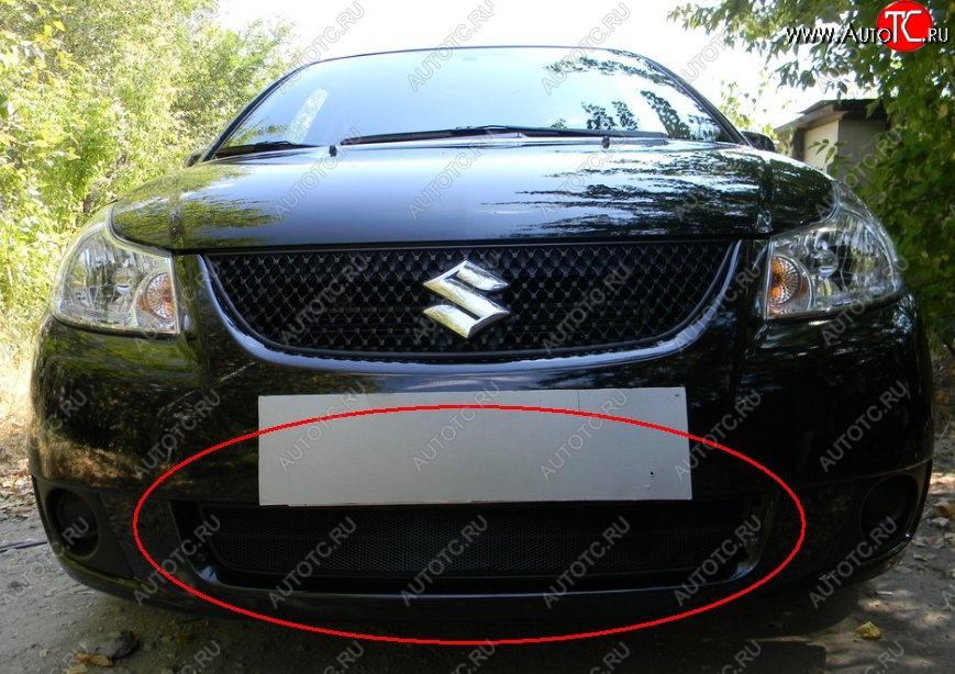 1 469 р. Защитная решётка в воздуховод автомобиля (седан) Russtal (черная) Suzuki SX4 GYA,GYB  рестайлинг, хэтчбэк (2010-2016)  с доставкой в г. Набережные‑Челны