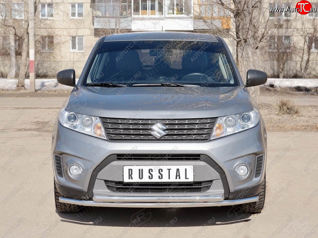 18 799 р. Защита переднего бампера (2 трубыØ42 мм, нержавейка) SLITKOFF  Suzuki Vitara  LY (2015-2019) дорестайлинг  с доставкой в г. Набережные‑Челны