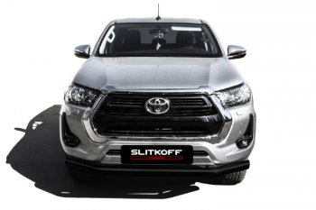 13 449 р. Защита переднего бампера Slitkoff (Ø 76 мм).  Toyota Hilux  AN120 (2017-2020) 1-ый рестайлинг (Сталь с полимерным покрытием. Цвет: черный)  с доставкой в г. Набережные‑Челны. Увеличить фотографию 2