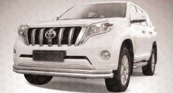 Двойная длинная защита переднего бампера из труб диаметром 76 и 57 мм Slitkoff Toyota (Тойота) Land Cruiser Prado (Лэнд)  J150 (2013-2017) J150 1-ый рестайлинг