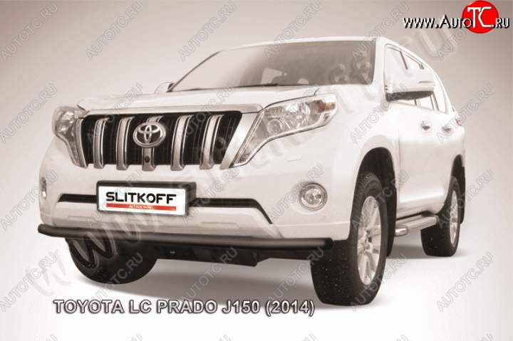 8 949 р. Защита переднего бампер Slitkoff  Toyota Land Cruiser Prado  J150 (2013-2017) 1-ый рестайлинг (Цвет: серебристый)  с доставкой в г. Набережные‑Челны