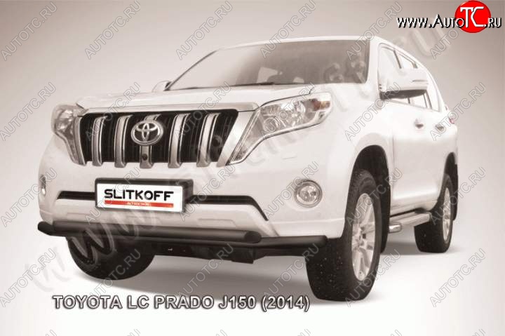 12 999 р. Защита переднего бампер Slitkoff Toyota Land Cruiser Prado J150 1-ый рестайлинг (2013-2017) (Цвет: серебристый)  с доставкой в г. Набережные‑Челны