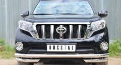 Защита переднего бампера (Ø63 мм с углами, нержавейка) SLITKOFF Toyota Land Cruiser Prado J150 1-ый рестайлинг (2013-2017)