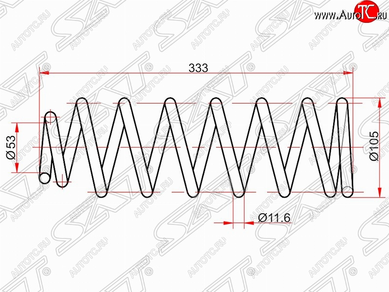 2 979 р. Комплект задних пружин (2 шт) 2WD SAT  Toyota Allion  T240 - Premio  T240  с доставкой в г. Набережные‑Челны