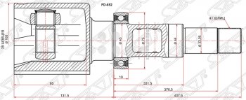 Шрус (внутренний/левый) SAT (25*20*35 мм) Toyota Allion T260 седан дорестайлинг (2007-2010)