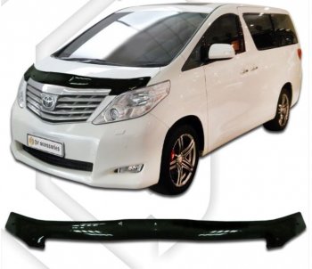 2 199 р. Дефлектор капота CA-Plastiс  Toyota Alphard  H20 (2008-2011) дорестайлинг (серия Classic черный, Без надписи)  с доставкой в г. Набережные‑Челны. Увеличить фотографию 2