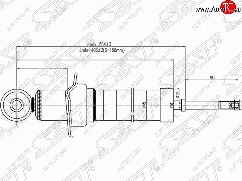 2 599 р. Амортизатор задний SAT (установка на левую или правую сторону) Toyota Crown S180 седан дорестайлинг (2003-2005)  с доставкой в г. Набережные‑Челны