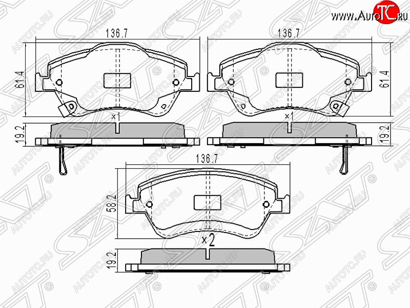 1 399 р. Колодки тормозные (передние) SAT Toyota Corolla E150 седан дорестайлинг (2006-2010)  с доставкой в г. Набережные‑Челны