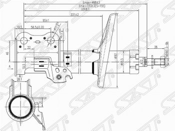 Правый амортизатор передний SAT  Avensis  T220 седан, Caldina ( T190,  T210), Carina ( T190,  Е210), Corona  T190