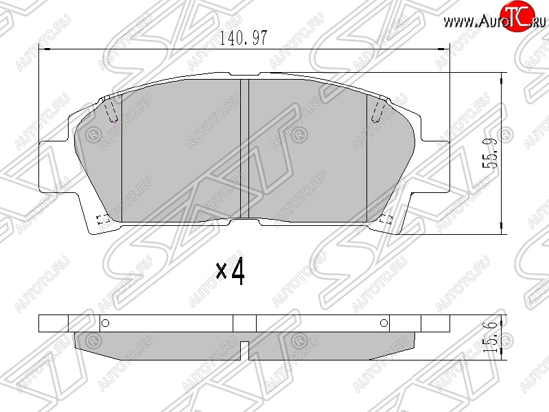 1 359 р. Колодки тормозные SAT (передние)  Toyota Avensis  T220 седан - Carina ( T190,  Е210)  с доставкой в г. Набережные‑Челны