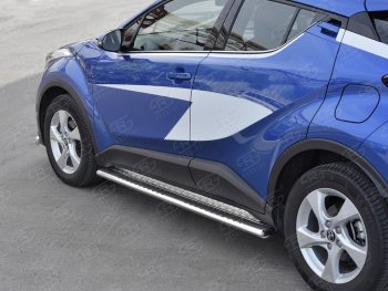 30 649 р. Пороги труба 120х60 Russtal (овал с проступью) Toyota C-HR NGX10, ZGX10 дорестайлинг (2016-2019)  с доставкой в г. Набережные‑Челны. Увеличить фотографию 3