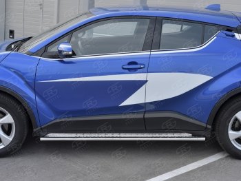 20 749 р. Пороги труба 75х42 Russtal (овал с проступью) Toyota C-HR NGX10, ZGX10 дорестайлинг (2016-2019)  с доставкой в г. Набережные‑Челны. Увеличить фотографию 2