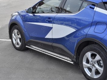 20 749 р. Пороги труба 75х42 Russtal (овал с проступью) Toyota C-HR NGX10, ZGX10 дорестайлинг (2016-2019)  с доставкой в г. Набережные‑Челны. Увеличить фотографию 3