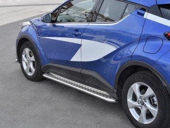 20 749 р. Пороги труба d42 с листом Russtal Toyota C-HR NGX10, ZGX10 дорестайлинг (2016-2019) (Лист алюм, проф. нерж)  с доставкой в г. Набережные‑Челны. Увеличить фотографию 3