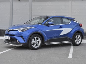 17 299 р. Защита переднего бампера (Ø63 мм, нержавейка) SLITKOFF  Toyota C-HR  NGX10, ZGX10 (2016-2019) дорестайлинг  с доставкой в г. Набережные‑Челны. Увеличить фотографию 2