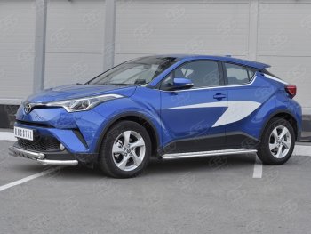 25 999 р. Защита переднего бампера (Ø63 мм с клыками, нержавейка) SLITKOFF Toyota C-HR NGX10, ZGX10 дорестайлинг (2016-2019)  с доставкой в г. Набережные‑Челны. Увеличить фотографию 2