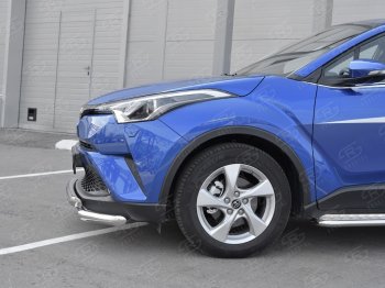 25 999 р. Защита переднего бампера (Ø63 мм с клыками, нержавейка) SLITKOFF Toyota C-HR NGX10, ZGX10 дорестайлинг (2016-2019)  с доставкой в г. Набережные‑Челны. Увеличить фотографию 3