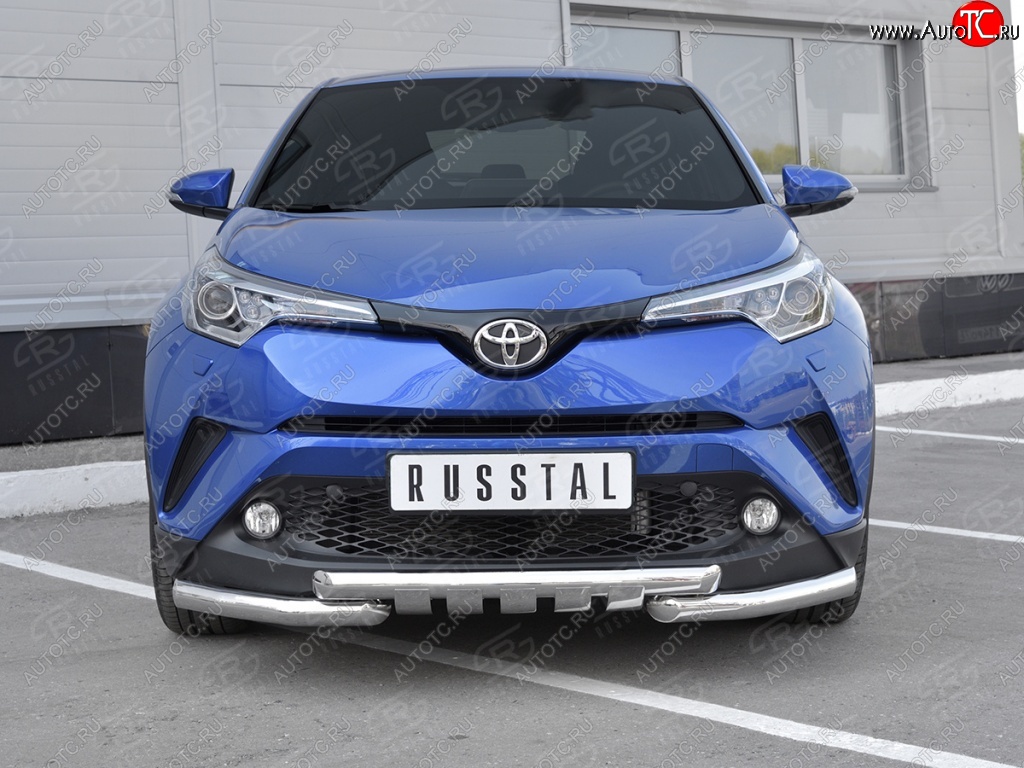 25 999 р. Защита переднего бампера (Ø63 мм с клыками, нержавейка) SLITKOFF Toyota C-HR NGX10, ZGX10 дорестайлинг (2016-2019)  с доставкой в г. Набережные‑Челны