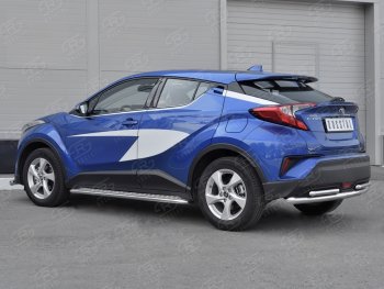 16 899 р. Защита заднего бампера d63/d42 SLITKOFF (дуги)  Toyota C-HR  NGX10, ZGX10 (2016-2019) дорестайлинг  с доставкой в г. Набережные‑Челны. Увеличить фотографию 2