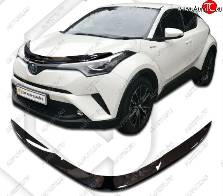 1 999 р. Дефлектор капота CA-Plastiс  Toyota C-HR  NGX10, ZGX10 (2019-2025) рестайлинг (Classic черный, Без надписи)  с доставкой в г. Набережные‑Челны