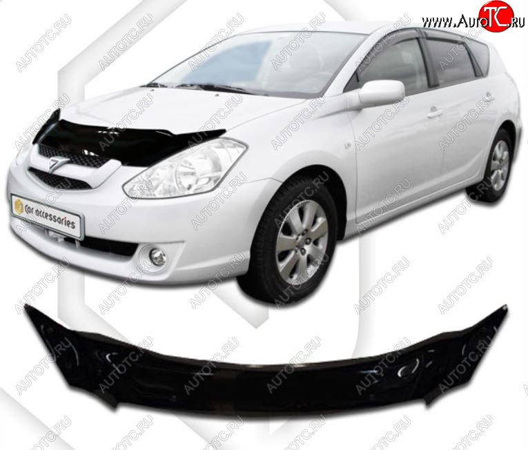 2 259 р. Дефлектор капота CA-Plastiс exclusive Toyota Caldina T240 универсал дорестайлинг (2002-2004) (Classic черный, Без надписи)  с доставкой в г. Набережные‑Челны