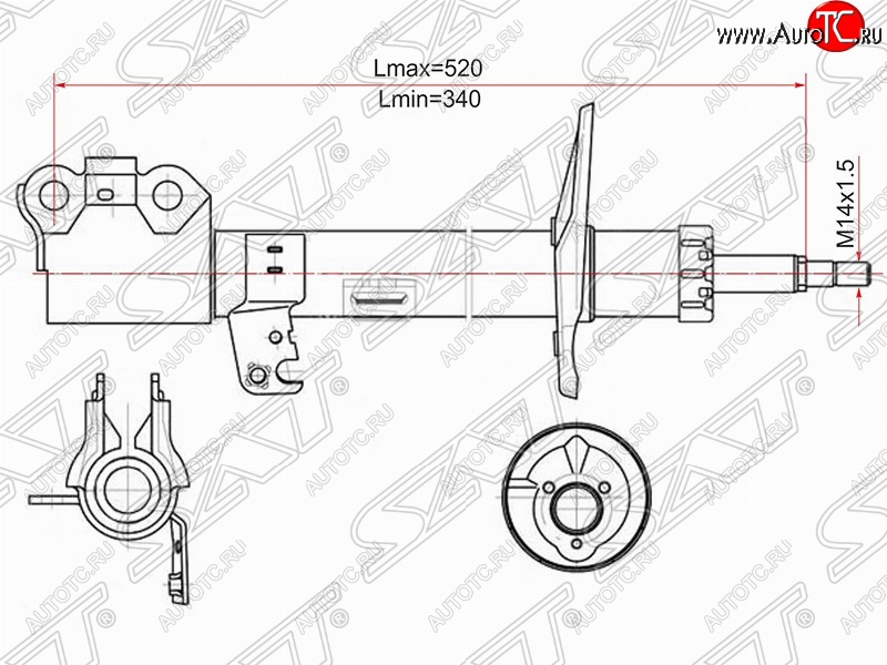 4 789 р. Левый амортизатор передний (2WD, 4WD) SAT Toyota Caldina T240 универсал дорестайлинг (2002-2004)  с доставкой в г. Набережные‑Челны