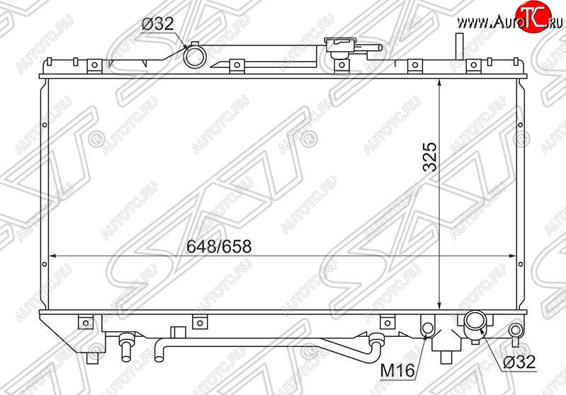 5 399 р. Радиатор двигателя SAT Toyota Caldina T190 дорестайлинг универсал (1992-1995)  с доставкой в г. Набережные‑Челны