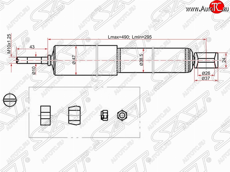 1 559 р. Амортизатор задний SAT Toyota Caldina T210 дорестайлинг универсал (1997-1999)  с доставкой в г. Набережные‑Челны