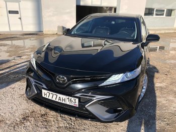 14 699 р. Накладка переднего бампера Yurol Toyota Camry XV70 дорестайлинг (2017-2021) (Неокрашенная)  с доставкой в г. Набережные‑Челны. Увеличить фотографию 3