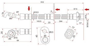 1 129 р. Тормозной шланг SAT (задний, левый/правый)  Toyota Camry ( V40,  XV30,  XV40) - Vista  седан  с доставкой в г. Набережные‑Челны. Увеличить фотографию 1