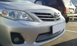 1 539 р. Сетка на бампер Russtal (хром) Toyota Corolla E150 седан рестайлинг (2009-2013)  с доставкой в г. Набережные‑Челны. Увеличить фотографию 2