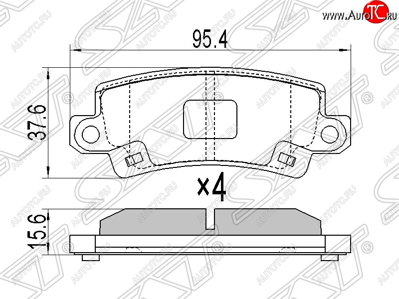 799 р. Колодки тормозные SAT (задние) Toyota Corolla Fielder E120 универсал дорестайлинг (2000-2002)  с доставкой в г. Набережные‑Челны