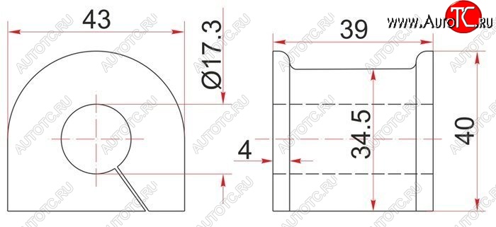 209 р. Резиновая втулка заднего стабилизатора (D=17.3) SAT Toyota Crown S150 седан дорестайлинг (1995-1997)  с доставкой в г. Набережные‑Челны