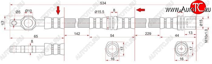 1 429 р. Тормозной шланг SAT (левый/правый)  Toyota Crown  S130 (1991-1999) седан 2-ой рестайлинг, универсал 2-ой рестайлинг  с доставкой в г. Набережные‑Челны