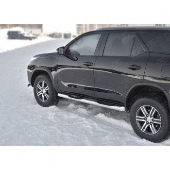 26 999 р. Пороги труба d76 с накладкой (v1) SLITKOFF Toyota Fortuner AN160 дорестайлинг (2015-2020)  с доставкой в г. Набережные‑Челны. Увеличить фотографию 3