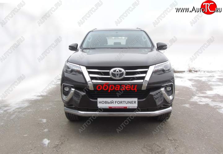 14 899 р. Защита переднего бампер Slitkoff Toyota Fortuner AN160 дорестайлинг (2015-2020) (Цвет: серебристый)  с доставкой в г. Набережные‑Челны