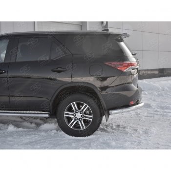 30 099 р. Защита заднего бампера (Ø76 мм уголки, нержавейка) SLITKOFF Toyota Fortuner AN160 дорестайлинг (2015-2020)  с доставкой в г. Набережные‑Челны. Увеличить фотографию 3