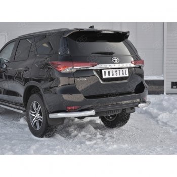 30 099 р. Защита заднего бампера (Ø76 мм уголки, нержавейка) SLITKOFF Toyota Fortuner AN160 дорестайлинг (2015-2020)  с доставкой в г. Набережные‑Челны. Увеличить фотографию 4