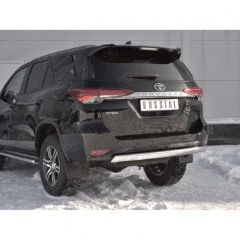 12 949 р. Защита заднего бампера (Ø75х42 мм, нержавейка) Russtal Toyota Fortuner AN160 дорестайлинг (2015-2020)  с доставкой в г. Набережные‑Челны. Увеличить фотографию 4