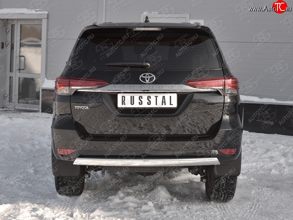 12 949 р. Защита заднего бампера (Ø75х42 мм, нержавейка) Russtal Toyota Fortuner AN160 дорестайлинг (2015-2020)  с доставкой в г. Набережные‑Челны