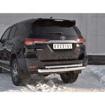 24 999 р. Защита заднего бампера (2 трубы Ø76х42 мм, нержавейка) SLITKOFF  Toyota Fortuner  AN160 (2015-2020) дорестайлинг  с доставкой в г. Набережные‑Челны. Увеличить фотографию 4