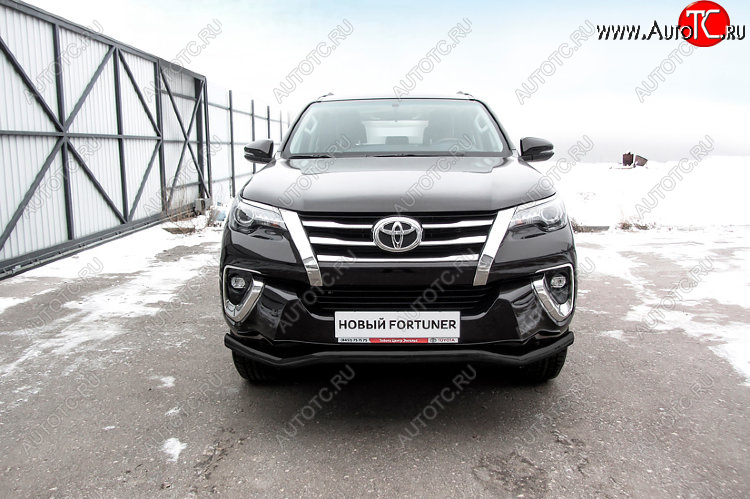 12 999 р. Защита переднего бампера Slitkoff (Ø 57 мм, волна). Toyota Fortuner AN160 дорестайлинг (2015-2020) (Сталь с полимерным покрытием. Цвет: черный)  с доставкой в г. Набережные‑Челны