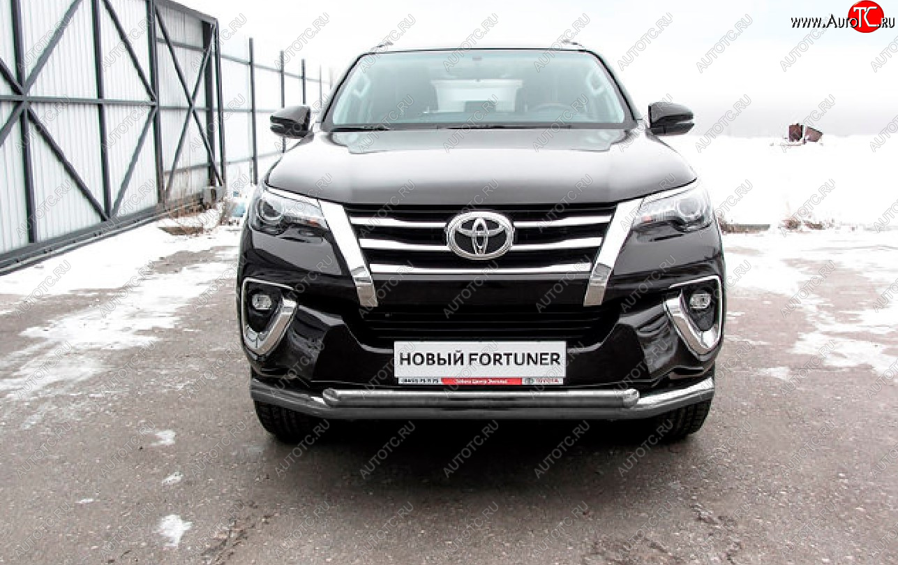 17 599 р. Защита переднего бампера Slitkoff (Ø 76+Ø 57 мм, двойная).  Toyota Fortuner  AN160 (2015-2020) дорестайлинг (Сталь с полимерным покрытием. Цвет: серебристый)  с доставкой в г. Набережные‑Челны