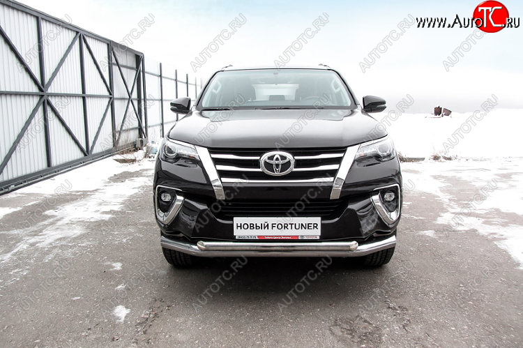 24 999 р. Защита переднего бампера Slitkoff (Ø 76+Ø 57 мм, двойная)  Toyota Fortuner  AN160 (2015-2020) дорестайлинг (Цвет: нержавеющая полированная сталь)  с доставкой в г. Набережные‑Челны